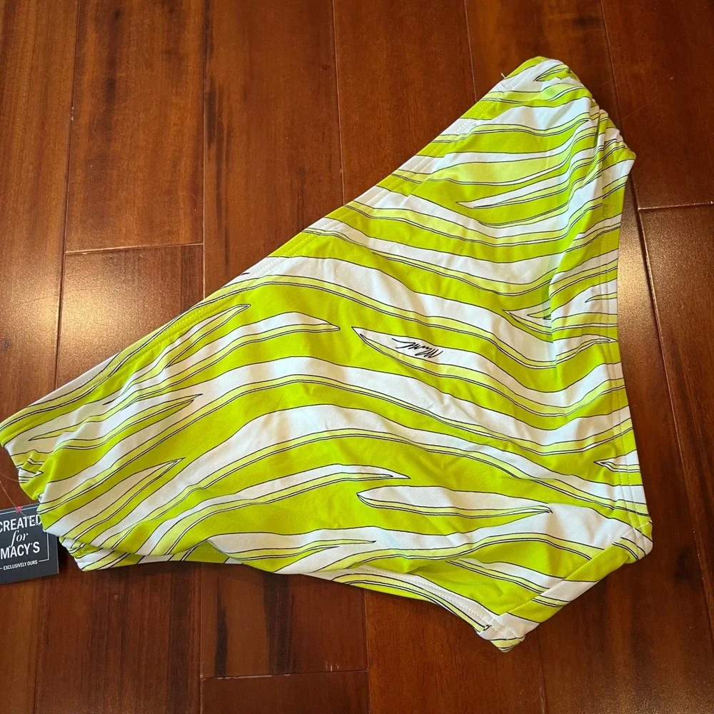 Michael Kors Green‎ Bikini Bottom Swim Limeade Lime Green Zebra Print NEw Large